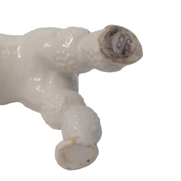 Vintage MCM French Poodle Figurine Ceramic Marked 98 White Red Bow READ - Picture 11 of 12
